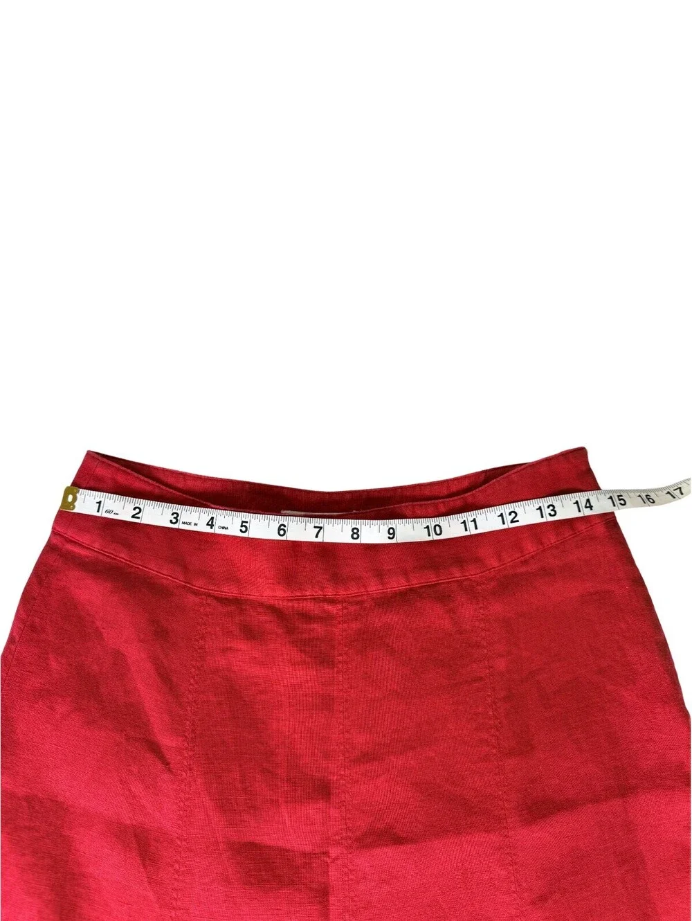 Talbots 100% Linen Red A-Line Midi Skirt Size 4 Cottagecore Summer